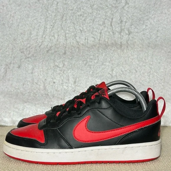 Nike Big Kids Court Borough Low 2 Black Leather Athletic Sneakers Shoes SZ 7Y - Picture 2 of 11